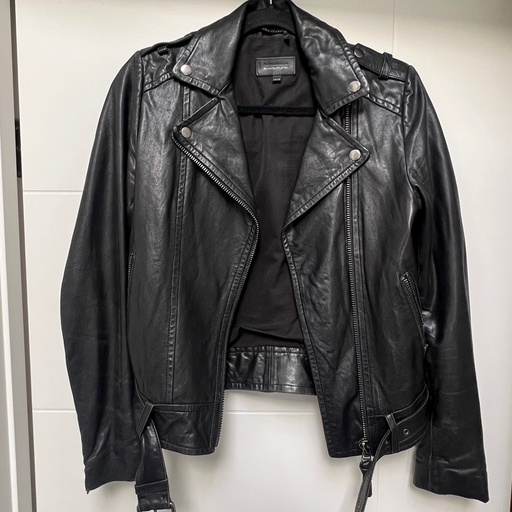 Aritzia Classic Black Leather Jacket